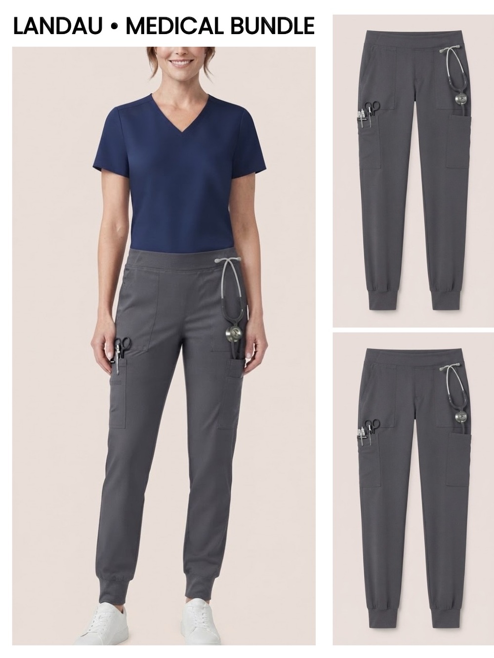 Landau Medical
Women's Cargo Jogger Medical Scrub Pants (3 pairs)